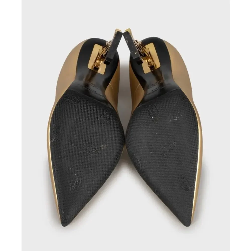 Saint Laurent Opyum Gold Leather Heels - Size 36.5 - Picture 5 of 5